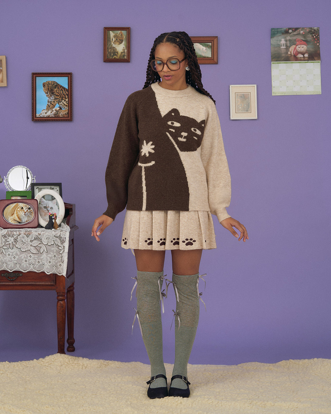 The Pardon Meow Sweater Front View – Kina & Tam