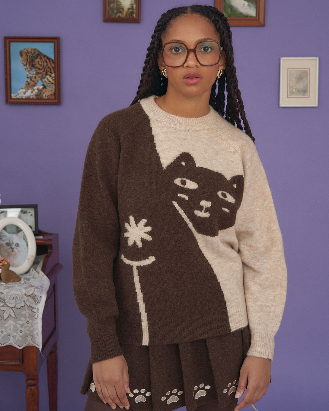 The Pardon Meow Sweater Front – Kina & Tam