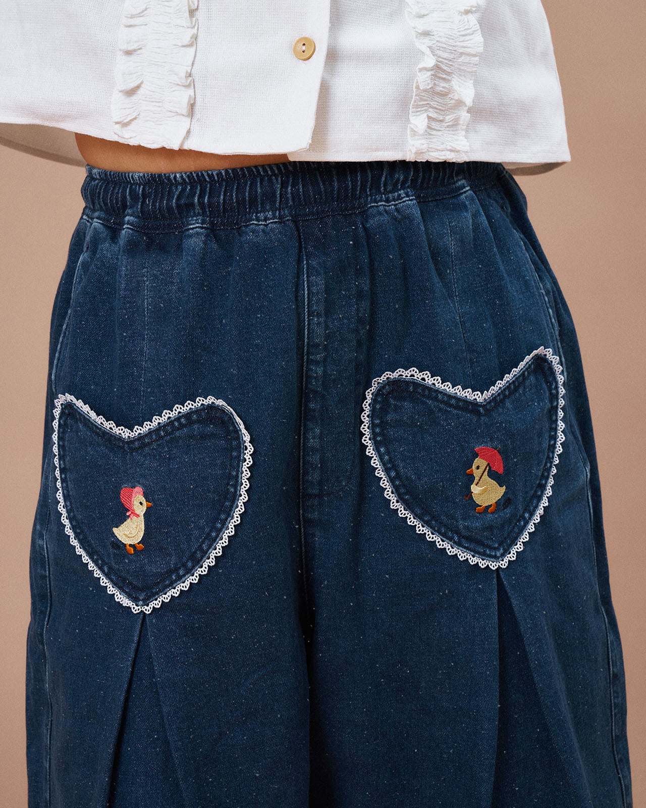 The Dear Duck Jorts – Embroidered Duck Denim Shorts | Kina & Tam